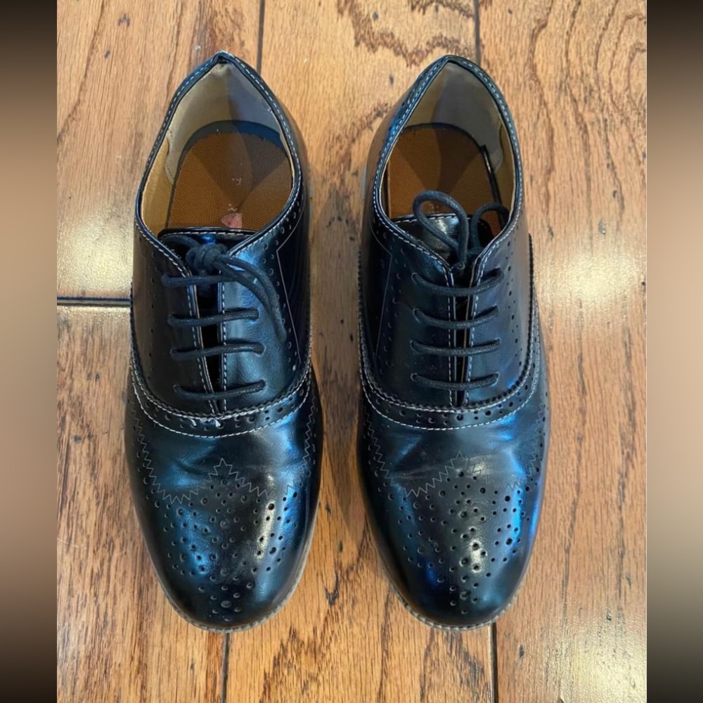 Boy’s Deer Stags Black Dress Shoes Oxfords Sz 3.5